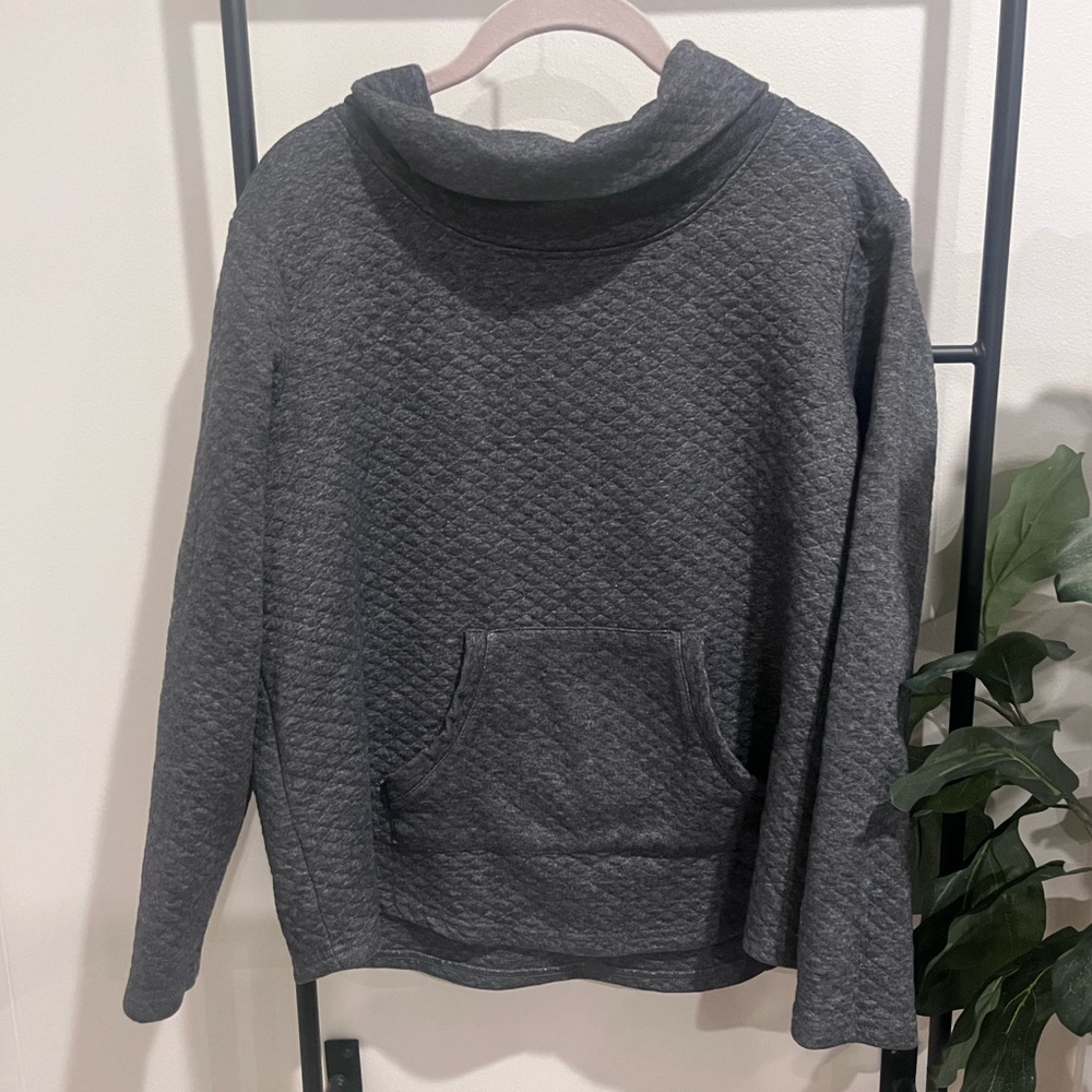 Croft & Barrow Charcoal Quilted Cowl Neck Sweater